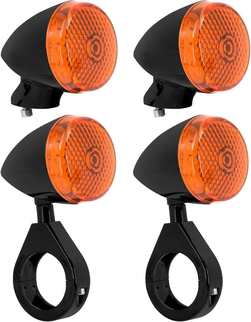 CARGLETRUE LED Turn Signal Light Indicator Blinker 39mm 41mm Fork Clamp Front Rear Fit For Harley Sportster XL 1200 883 (Black Orange) - Image 1